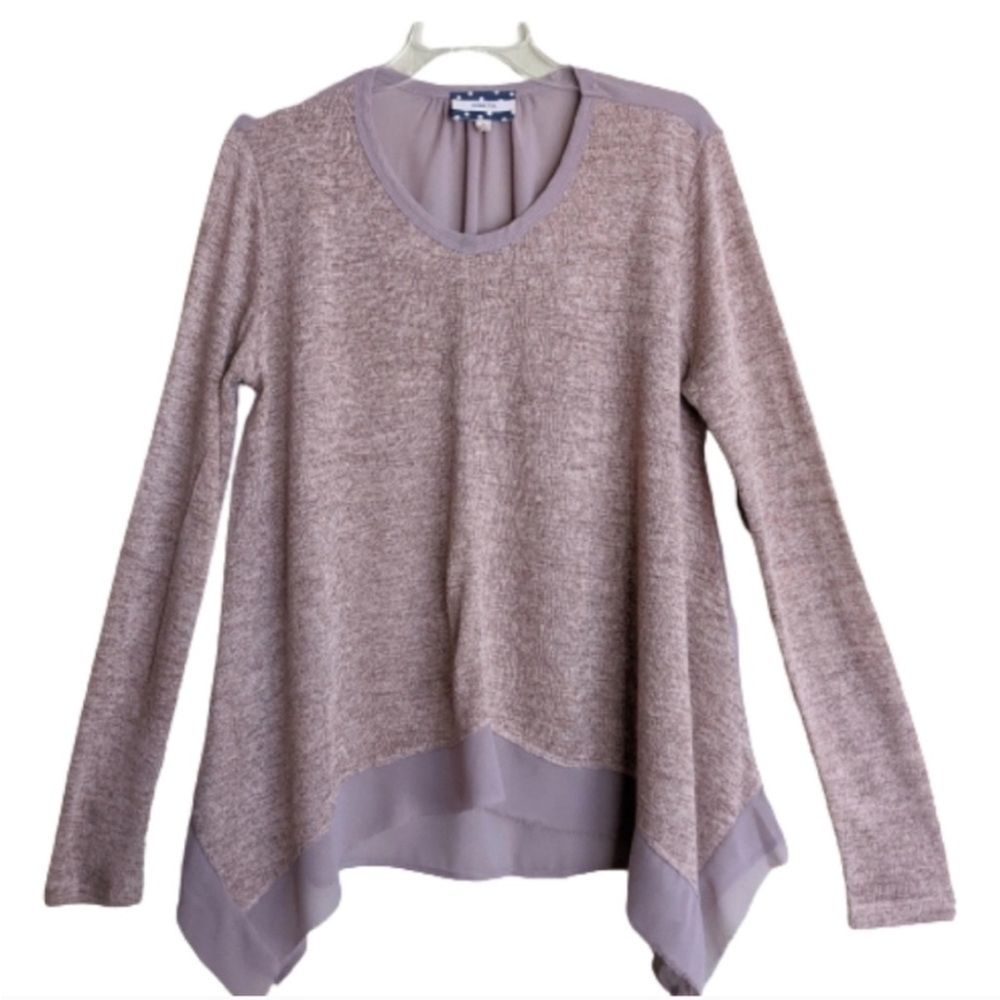 Anthropologie Relaxed Fit Mix Media
Asymmetrical Chiffon & Knit Top Tunic Size M